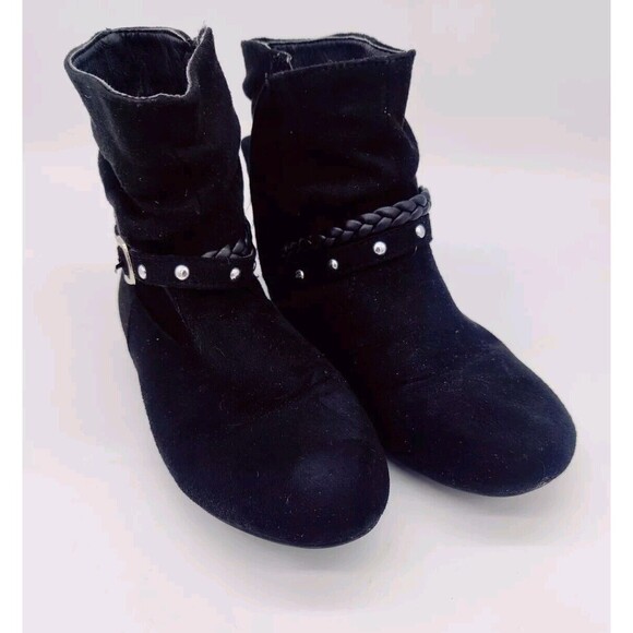 Simply Styled Black Faux Suede Ankle Boots Girls Sz 11 Booties TG Ainsley 26397 - Picture 4 of 12